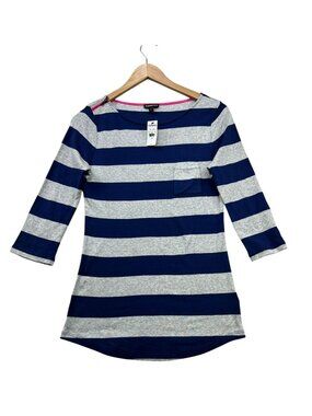 NWT Express Womens 3/4 Sleeves Striped Tunic Top Large Blue Gray Casual Top
